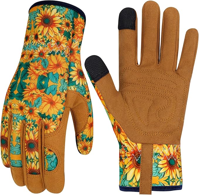 Leather Gardening Gloves for Women Thorn Proof Garden Gloves Touch Screen Working Gloves Gifts,M