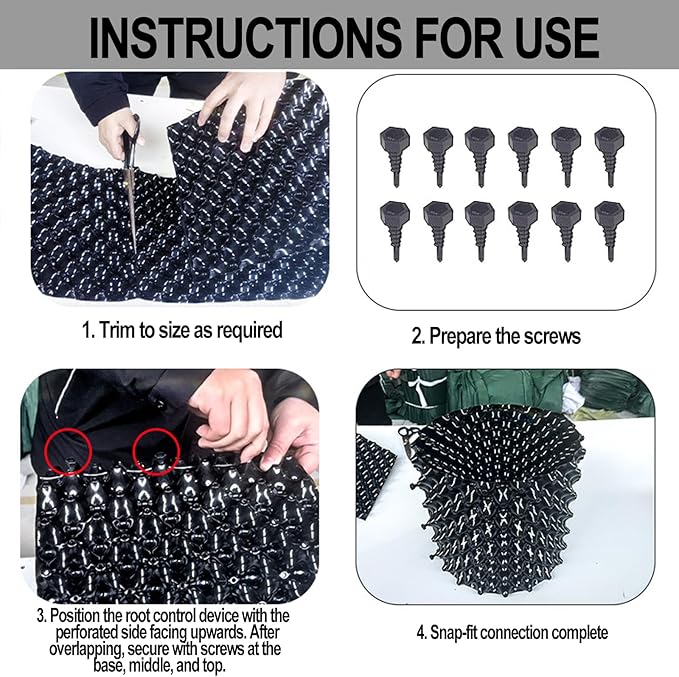 Air Pruning Containers, Thickened PVC Plant Root Trainer, Transplant Tool for Vegetables, Fruit Trees, Bonsai & Hydroponics (Black,H60cm L200cm)
