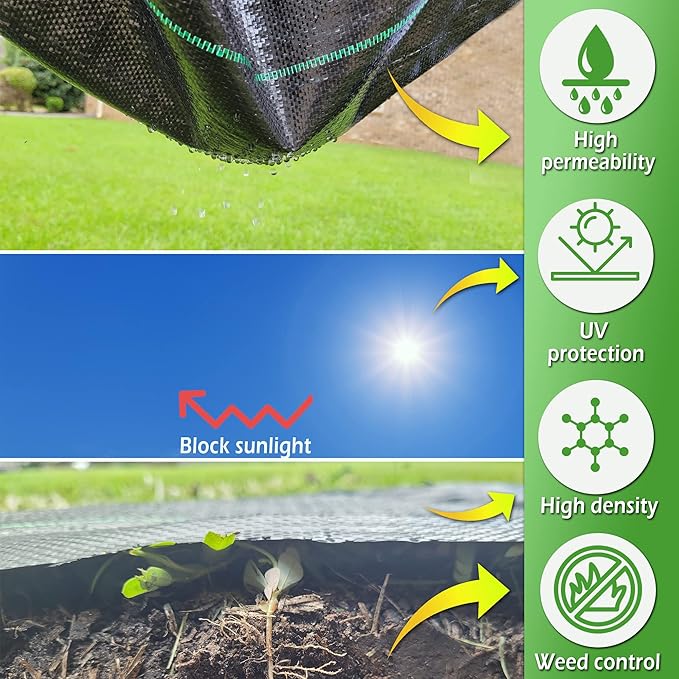 (4ft x 100ft 100% Virgin Material. Premium Heavy Duty Weed Barrier Fabric for Landscaping, Farming, Gardening and Agriculture. Durable Woven Landscape Fabric