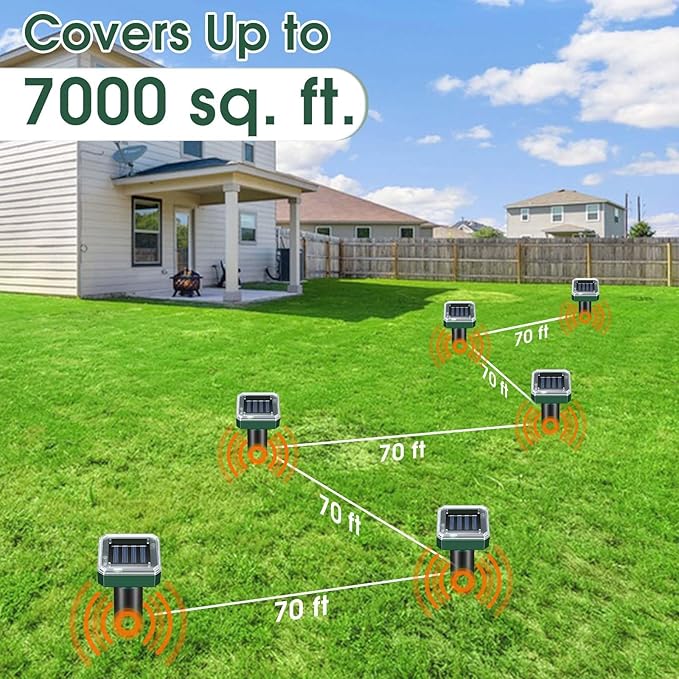 Mole Repellent Solar Powered, Ultrasonic Repeller, Waterproof Sonic Spikes Gopher Vole Groundhog Snake Chipmunk Mole Deterrent Get Rid of Moles in Your Yard (4pack)