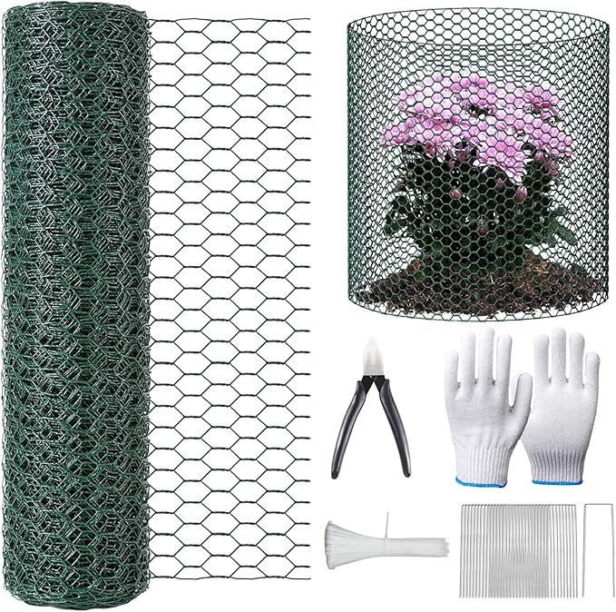 32.8FT x16IN Plant Protectors from Animals,Free-Cut Metal Chicken Wire for Outdoor Plants to Keeping Rabbits Squirrels Chicken Animals Out