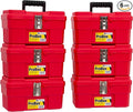 Akro-Mils 09514 ProBox 14-Inch Plastic Toolbox for Tools, Hobby or Craft Storage Toolbox with Removable Tray, 14-Inch x 8-Inch x 8-Inch, Red, 6-Pack