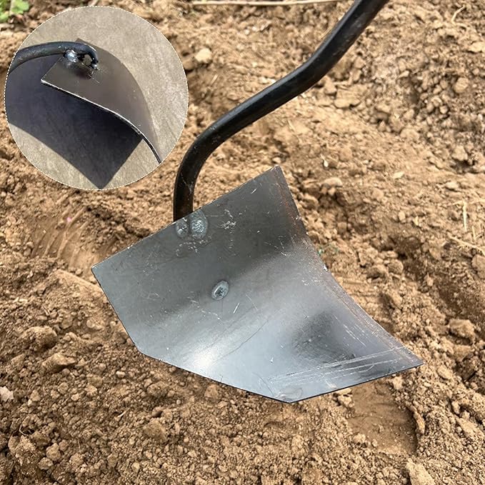 Soil Turning Hoe: Triangle Garden Hoe Tool, Hardened All-Steel Hand Plow Gardening Hoes for Manuring Weeding Planting Digging Soil Leveling