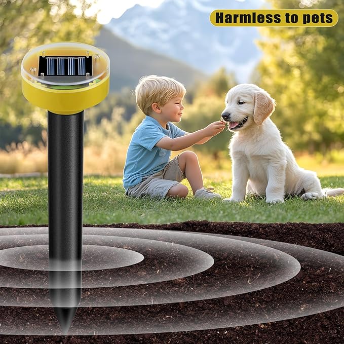 10 Pack Solar Powered Snake Repellent for Yard, Ultrasonic Mole Repellent, Gopher Repeller Sonic Mole Deterrent Spikes, Snake Gopher Mole Vole Repellent Outdoor for Lawn Garden & Yard