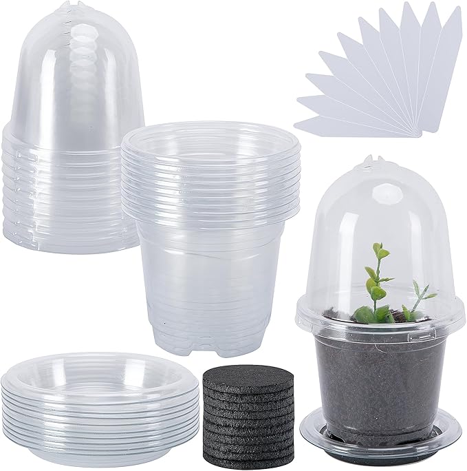 EBaokuup 10 Pack Self Watering Seed Starter Pot, 6.5 x 3.5 Inch Automatic Watering Plant Nursery Pots with Humidity Dome, Self Watering Nursery Pots for Potted Plants Seed Germination