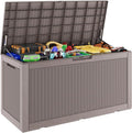 Oudoor Storage Deck Boxes Waterproof, Waterproof and UV Resistant Outdoor Storage Box Lockable Lid for Delivery Box, Indoor, Garden Tools, Pool Supplies, Patio (Grey, 100 Gallon)