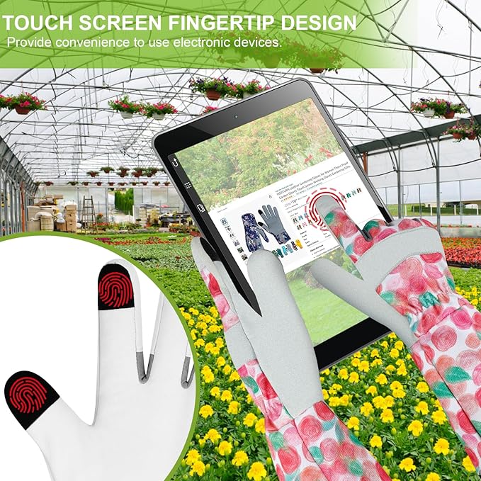 Leather Long Gardening Gloves for Women Thorn Proof Garden Gloves Yard Working Gloves