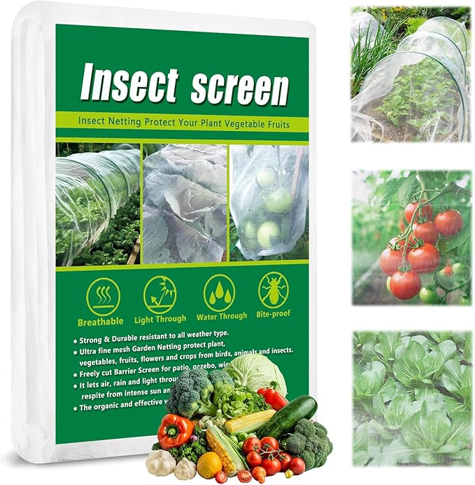 10 X 50 FT Garden Mesh Netting Pest Barrier for Raised Beds, Fruit Tree Netting for Cicadas, Bird Insect Nettings for Gardening, Blueberry Bush Strawberry Nettings Cover for Garden Protection