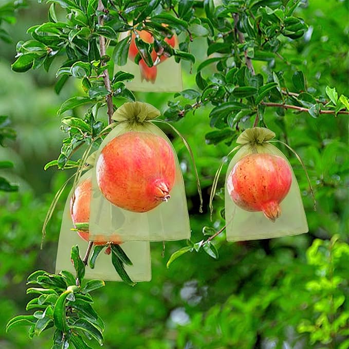 Unves 6 x 8 Inch Fruit Protection Bags, 80 Pcs Drawstring Mesh Bags for Apple Orange Figs Tomatoes Strawberry Plant Protection, Mesh Netting for Fruits Tree Vegetables Fruit Tree Covers
