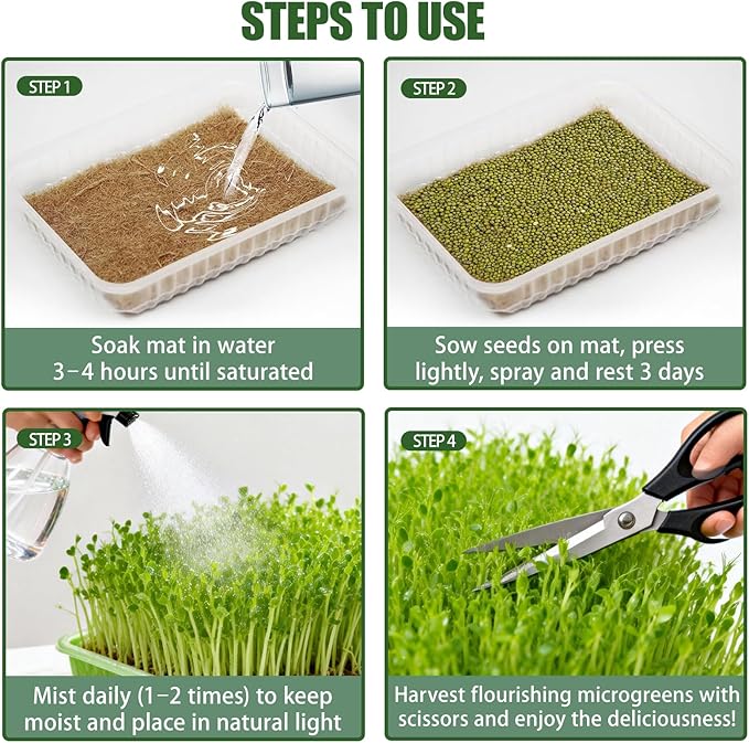 1 Roll 10" x 20ft Microgreen Growing Mat, Jute Fiber Grow Mats, Organic Hydroponic Pads, Microgreens Growing Kit for Germination Trays, Wheatgrass Sprouts Microgreen, Seed Starter