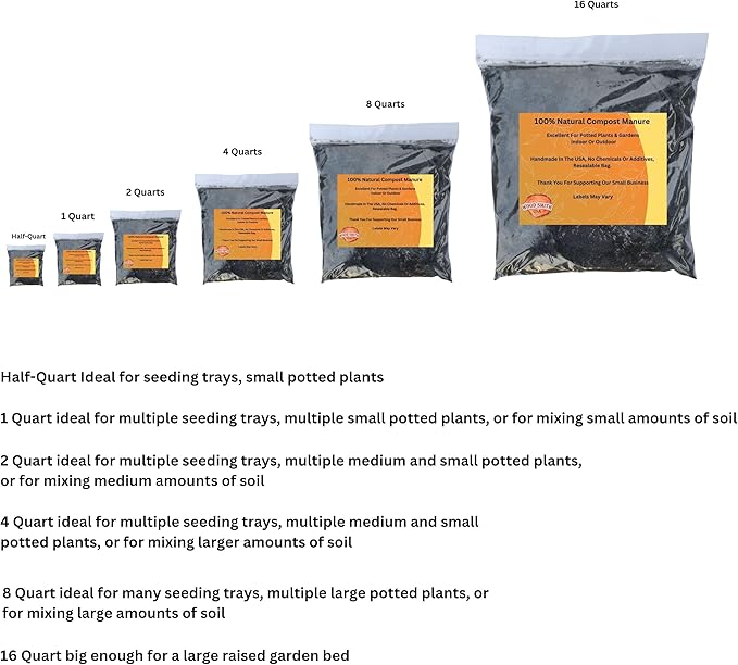 Premium Compost and Manure Bundle: Ideal Compost Starter and Vegetable Fertilizer for a Thriving Outdoor Vegetable Garden - Boosts Soil Quality! 4 Quarts