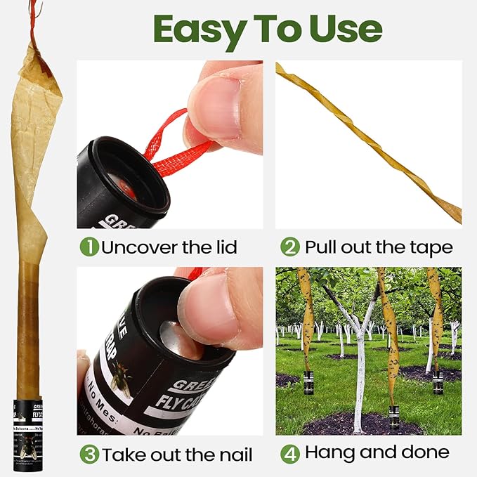 Qualirey 80 Pack Fly Strips Sticky Fly Trap Indoor Outdoor Hanging Ribbon Tape Paper Flying Insect Trap Gnat Killer Traps Catcher for Fruit Flies, Bug, Insect, Pest (Black)