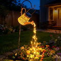 Solar Watering Can Light - Metal Openwork Lotus Flower with Hook - Waterproof Hanging Lantern Outdoor Garden Yard Decorations - Birthday Gardening Gifts for Mom Grandma