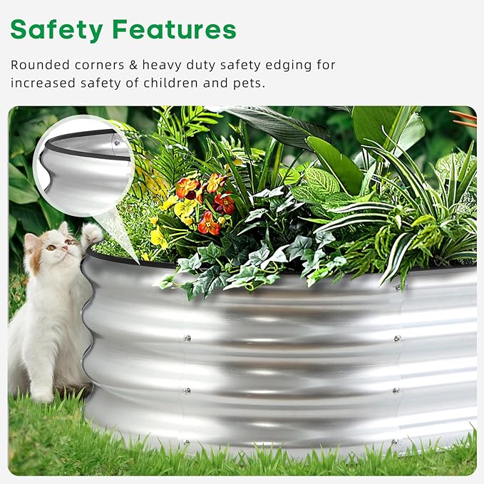 JERIA Raised Garden Bed,Galvanized Raised 4×2×1ft Planter Boxes Outdoor with Easy Assembly, Large Garden Bed for Vegetables, Fruits, Flowers