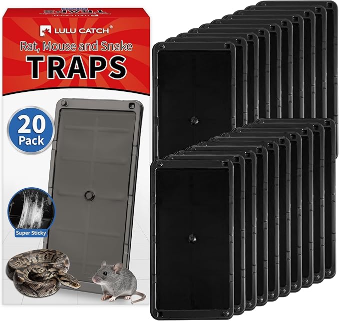 LULUCATCH Mouse Traps 20 Pack, Larger Heavier Glue Traps for Mice Rat & Snakes, Non-Toxic Sticky Mouse Traps Indoor for Home & Kitchen, Easy to Set, Pet Safe Pest Control