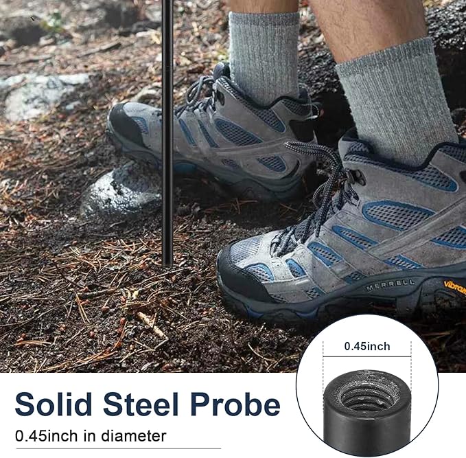 Soil Probe Rod, 48 Inch Metal Septic Tank Locator Tool, Ground Probe Rod for Soil Compaction, Locating Underground Pipes and Gopher Runs, Gardening