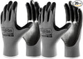 COOLJOB 20 Pairs Nitrile Dipped Safety Work Gloves with Grip, Non-slip Rubber Coated Bulk Garden Gloves for Men, Heavy-duty Oil Resistant for Truck Driver, Warehouse Box Handler, Xlarge, Gray