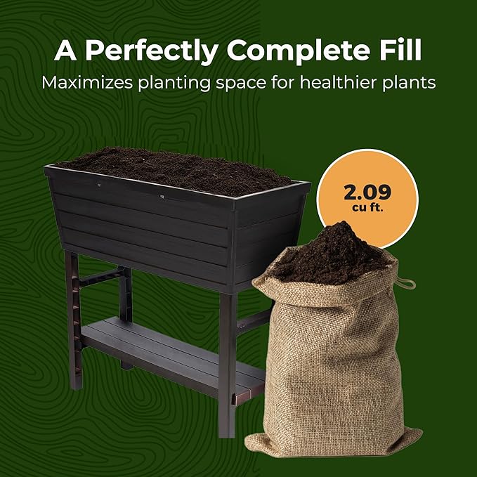 14.5in x 32.25in x 31.12in Raised Planter Box - USA Made - 15.7 Gallon Elevated Patio Garden Bed with Drainage Plug, Brown