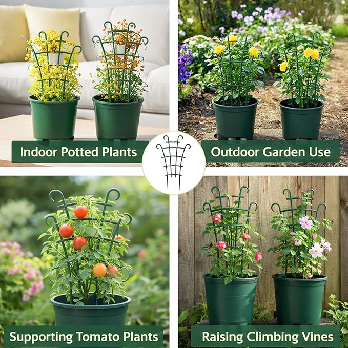 6 Pack Stackable Plant Support for Indoor Gardening, Plant Trellis Indoor, Trellis for Potted Plants, Vertical Growth Solution for Climbing Plants, PP Material Indoor Plant Trellis for Potted Plants