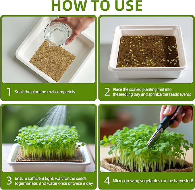 10 Pack Jute Grow Mat for Microgreens, 5" x 5" Hydroponic Grow Pads for Growing Tray Sprouting Trays Jute Fiber Seed Starter Planting for Micro Greens & Wheatgrass