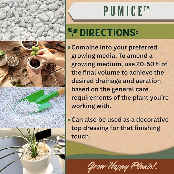 Sol Soils Horticultural Pumice - Lightweight, All-Natural Volcanic Rock Soil Amendment to Improve Drainage, Aeration & Maintain Moisture Balance – Filtered 3/8" to 1/4" - 2 Quarts