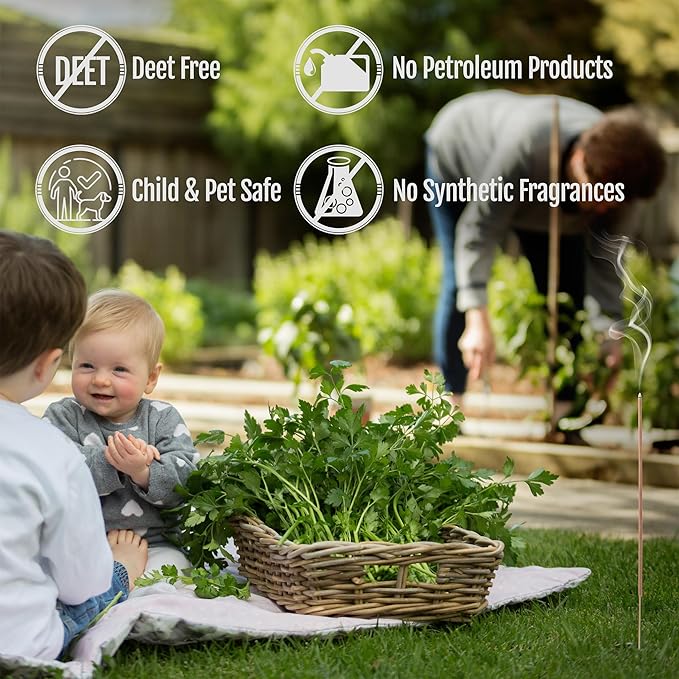 Farm Raised Candles Mintronella Citronella & Peppermint Mosquito Repellent Incense Sticks – 100 Pack – USA‑Made Natural Bug & Insect Repellent – Outdoor Camping, Patio Decor – No‑See‑Um & Gnats, Fly