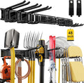 48" Garage Tool Organizer Wall Mount, 660lbs Heavy Duty Steel Garden Tool Storage Rack with 9 Adjustable Hooks for Yard, Shed, Garage (3 Racks, 9 Hooks, 2 Straps)