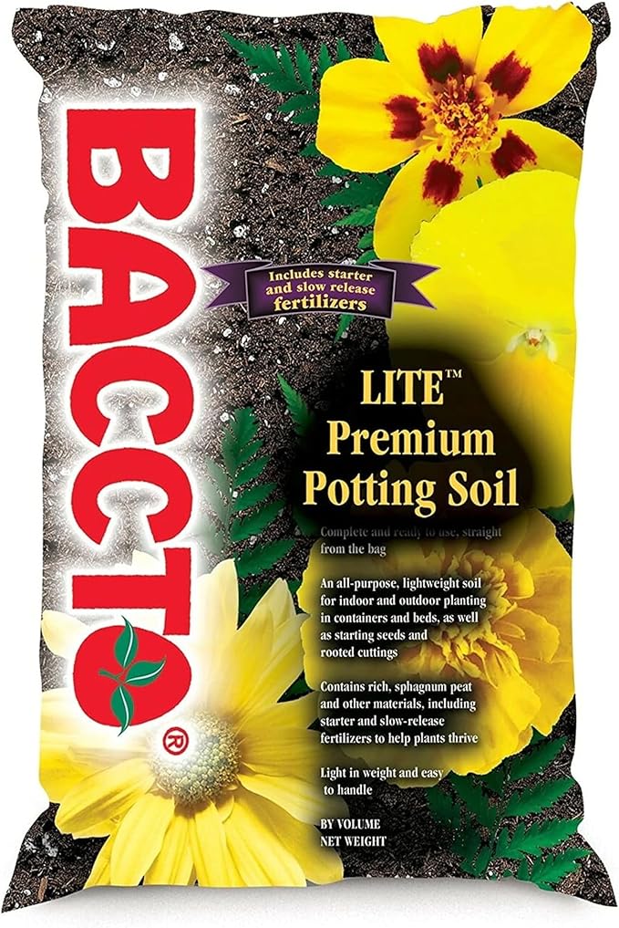 Michigan Peat 1420 Baccto Lite Premium Potting Soil for Indoor Outdoor Gardening, Seed Starting, Propagation, and More, 20 Quart Bag, 130 Pack