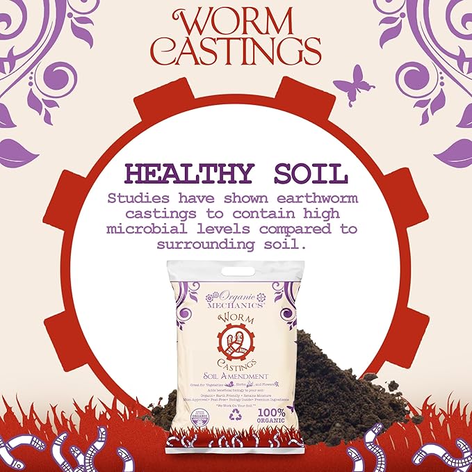 Organic Mechanics Worm Castings Soil Amendment, 1 Pound - Enhances Soil Structure & Retains Moisture for All Plants, Houseplants, Vegetables, Herbs, and Flowers - Peat-Free & Eco-Friendly