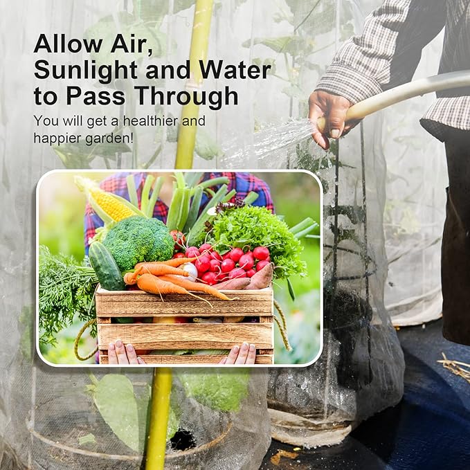 Garden Netting Pest Barrier: 8'x10' Fine Bug Netting for Garden Protection Row Cover Raised Bed Screen Mesh Greenhouse Mosquito Net, Protecting Tree Plants Vegetable Flowers Fruits