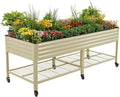 Rolling Elevated Raised Garden Bed - Jumbo Series, 3' x 8' Outdoor Planters Boxes with Legs & Storage Rack for Patio, 2000+ Lbs Weight Capacity, Raised Beds for Gardening Herbs Flowers, Pearl White