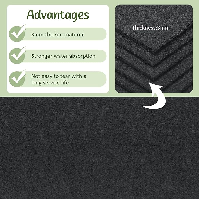 Willinglong 6 Pcs 12-Cell Replacement Capillary Mats, Self Watering Seed Starting Tray Watering Mat for Indoor Greenhouse Gardening (18.5 x 3.54 Inches)