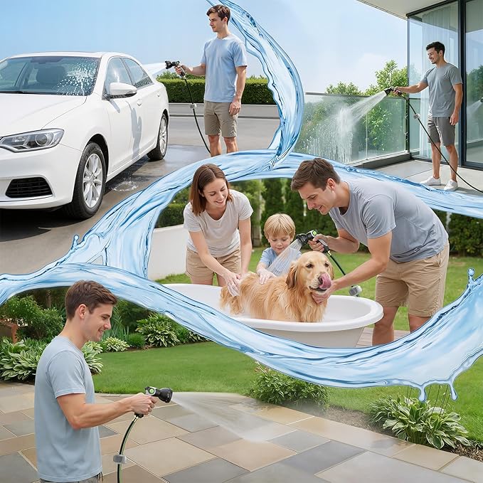 Retractable Hose Reel 100ft 1/2 in, Wall Mounted Garden Hose Reel Heavy Duty with 10 Spray Nozzle, Auto Rewind, 180° Swivel Bracket, UV Resistant