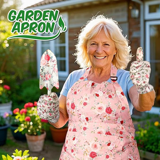 Gardening Gifts for Women, Gardening Supplies Garden Tools with Hand Fork Trowel Gloves Apron, for Mom Women Grandma, Valentine's Day for Her, Christmas Birthday Present