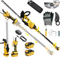 4-IN-1 Electric Pruning Shears+Pole Hedge Trimmer Combo, Hedge and Grass Trimmer Cordless & Tree Pruner with Extension Pole for Shrubs, Bushes, Max 15Ft Reach, Compatible with Dewalt Battery