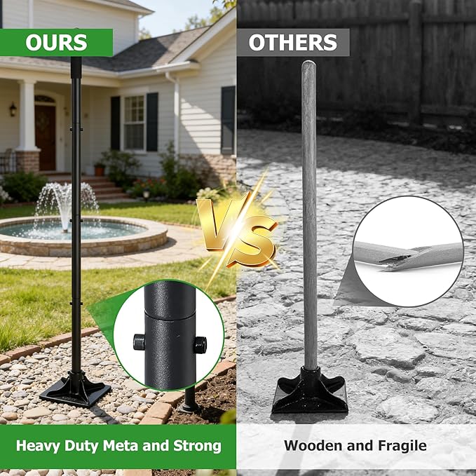 Tamper Tool with Detachable Long Handle, 59 Inch Manual Heavy Duty Soil Compactor for Pavers, Stones, Lawn Edging, Fence Post Installation, Black