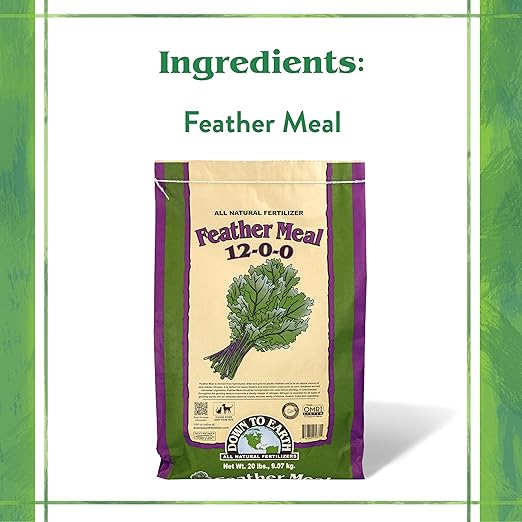 Down To Earth All Natural Fertilizers Organic Feather Meal - Slow Release Nitrogen Plant Food for Green Growth 12-0-0, 40 lb