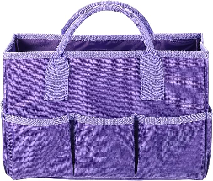 HARFINGTON Garden Tool Bag 12.99" x 5.91" x 8.66" Large Oxford Tote Bag with Pockets Gardening Plant Tool Organizer Storage Carrier Store for Outdoor Women Men, Purple