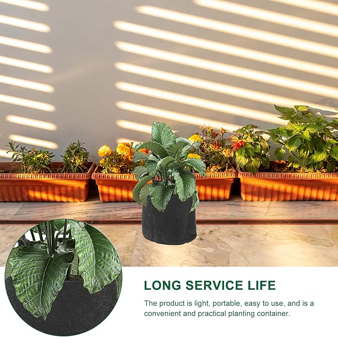 5pcs Non-Woven Plant Growing Bags with Handle 1 Gallon Fabric Nursery Pots for Outdoor Gardening Seedling Cultivation Black Grow Bags