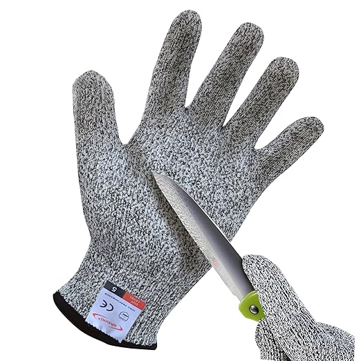 Cutting Gloves, 1 Pairs of Cut Resistant Gloves Food Grade, Cut Resistant Gloves for Kitchen, Oyster Shucking, Fish Fillet Processing, Carving Wood and Gardening(Medium-Grey)