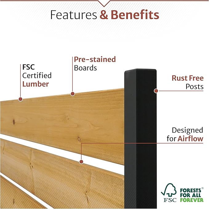 4ft H x 3.4ft W x 1.5ft L (1 Screen w/Planter) Freestanding Enclo Cedar Wood Privacy Fence Screen with Planter Box, Outdoor Wood Privacy Screen Panel for Patio, Raised Garden Bed, AZ18040