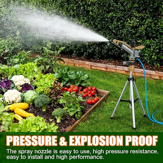 1.0" Agriculture Farm Irrigation Sprinkler Lawn Sprinkler Irrigation Spray Gun Large-Area Watering Spray 360° Rotary Farm Lawn Garden Irrigation, Pack of 2