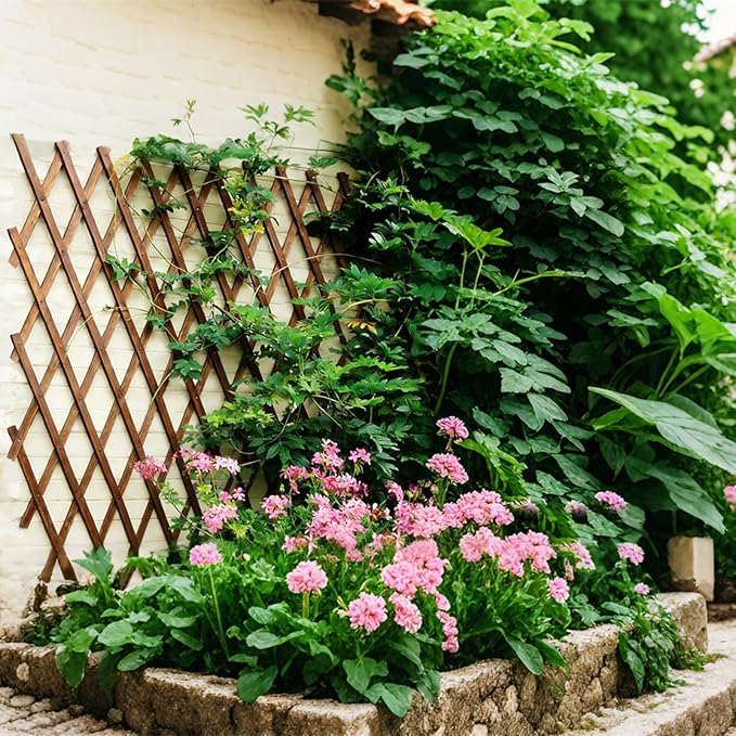 2 Pcs Expandable Garden Trellis, 38" x 89" Large Wooden Lattice Fence Wall Panel Lattice Trellis for Climbing Plants Outdoor Ivy Vine Rose Clematis for Garden Patio Room Decor (2)