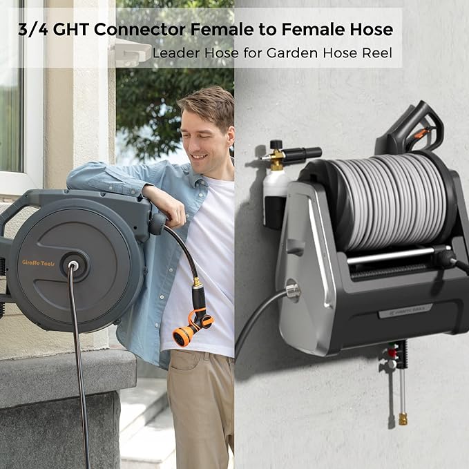 Giraffe Tools Garden Hose 5/8", Custom Length, Heavy Duty, No Kink, Flexible, Rubber Garden Hose, Leakproof Water Hose, 600 Burst PSI, 12ft Female to Female Hose