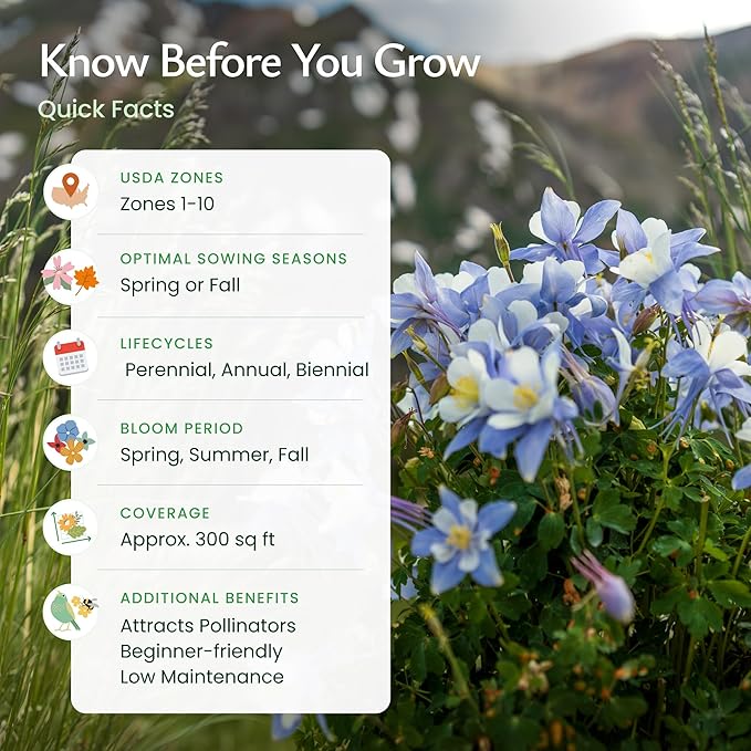 Created By Nature Colorado Wildflower Seed Mix, 14 Flower Varieties, 53,000+ Seeds