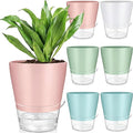 6 Pack 6 Inch Self Watering Plant Pot African Violet Pot Self Watering Planters Indoor Outdoor Flower Pots Planters with Visual Reservoir and Drainage Hole, Bright Colors
