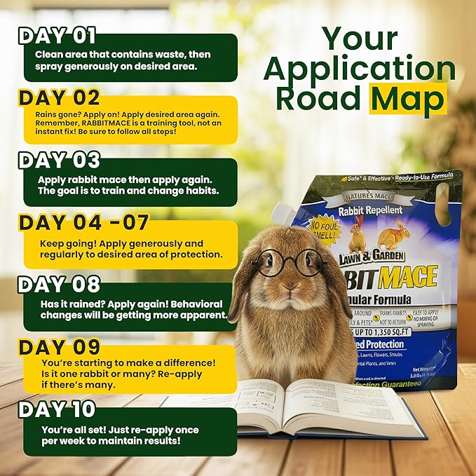 Nature's MACE Rabbit MACE Granules, Rabbit Repellent for Gardens, Lawns, Farms & Landscapes, Treats 1,350 sq ft, Granular Deterrent, 3 Pounds, All-Season Use, Safe for Pets, Children, and Plants