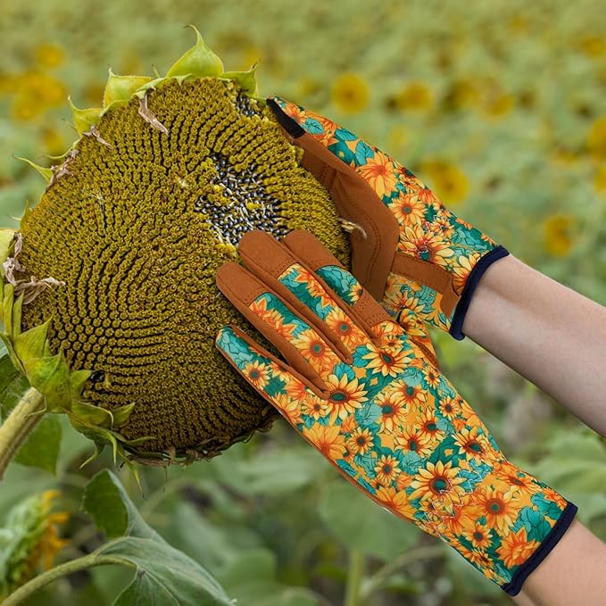 Leather Gardening Gloves for Women Thorn Proof Garden Gloves Touch Screen Working Gloves Gifts,M