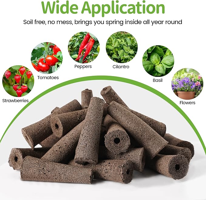 Seed Pods Kit for AeroGarden, 30pcs Grow Sponges with A&B Nutrient, 1 Tweezers, 10 Tags, Seed Starter Pods Replacement Root Growth Sponges Compatible with Hydroponics Growing System