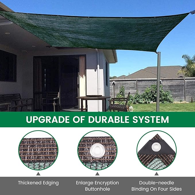 60% 10 X 20 FT Green Shade Cloth, Outdoor Woven Sun Shade with Grommets, Durable Breathable Netting Shading Antifreezing for Patio, Garden, DIY Home, Plants Cover, Greenhouse, Dog Kennel